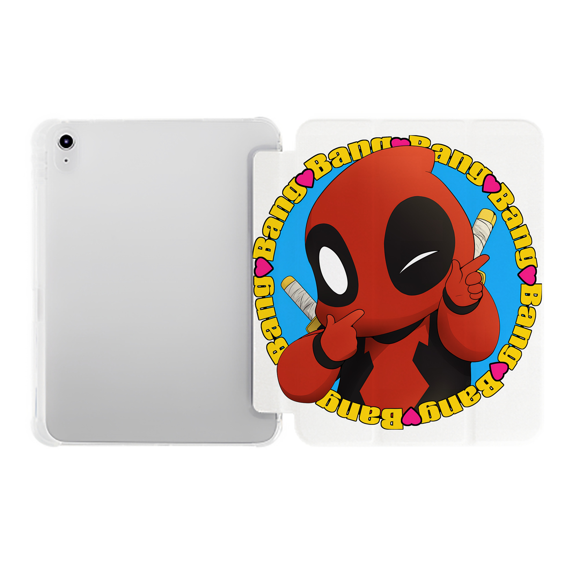 （画像用） Deadpool デッドプール IPad ケース ペン収納付き 三つ折りスタンド PUレザー×シリコン 対応機種9.5/10.5/10.9インチ